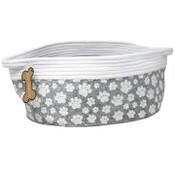 Wholesale - Small Felt/Rope Pet Bin 16"x12"xH7" lGY paw print C/P 20, UPC: 195010062893